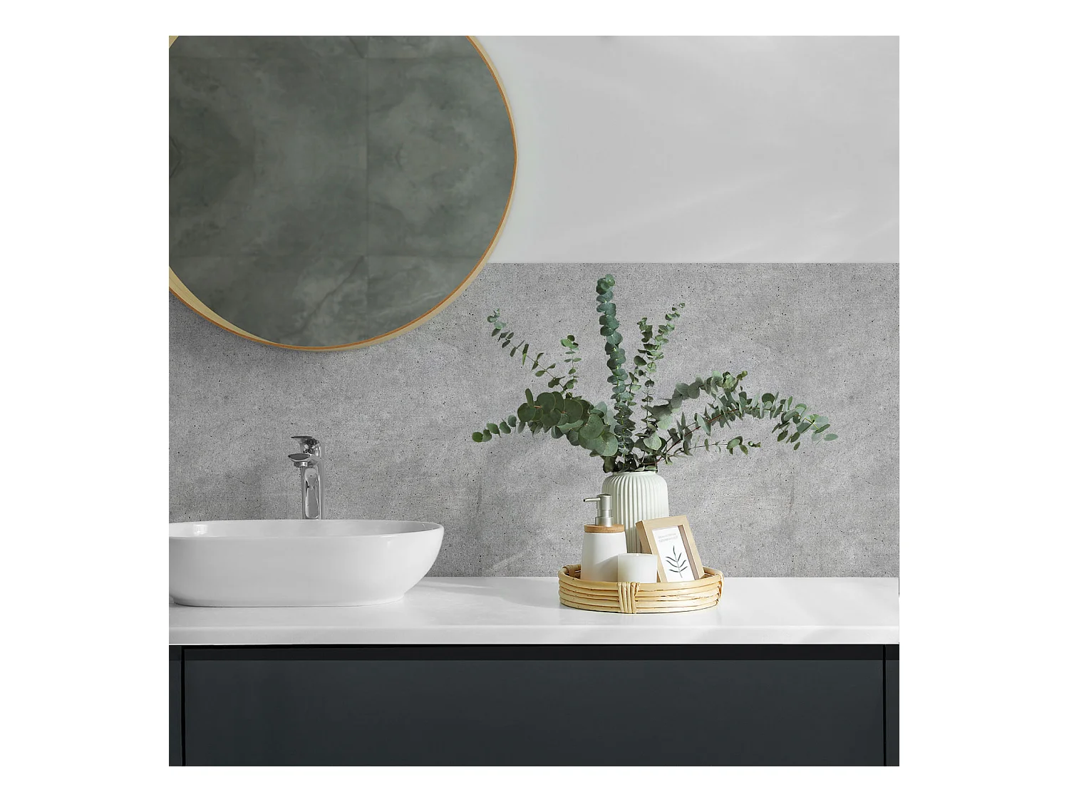 Wandpaneel selbstklebend, Wandverkleidung innen - 4 x 50 x 50 cm - Rohe Betonstruktur