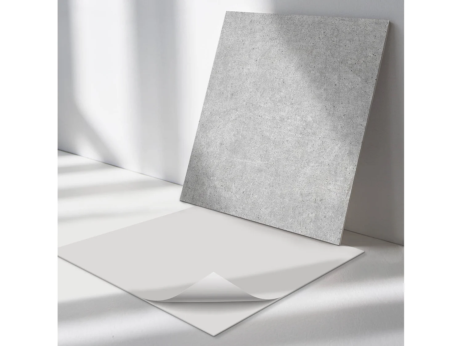 Panneaux muraux autocollants en vinyle imperméable - 4 x 50 x 50 cm - Texture de béton brut