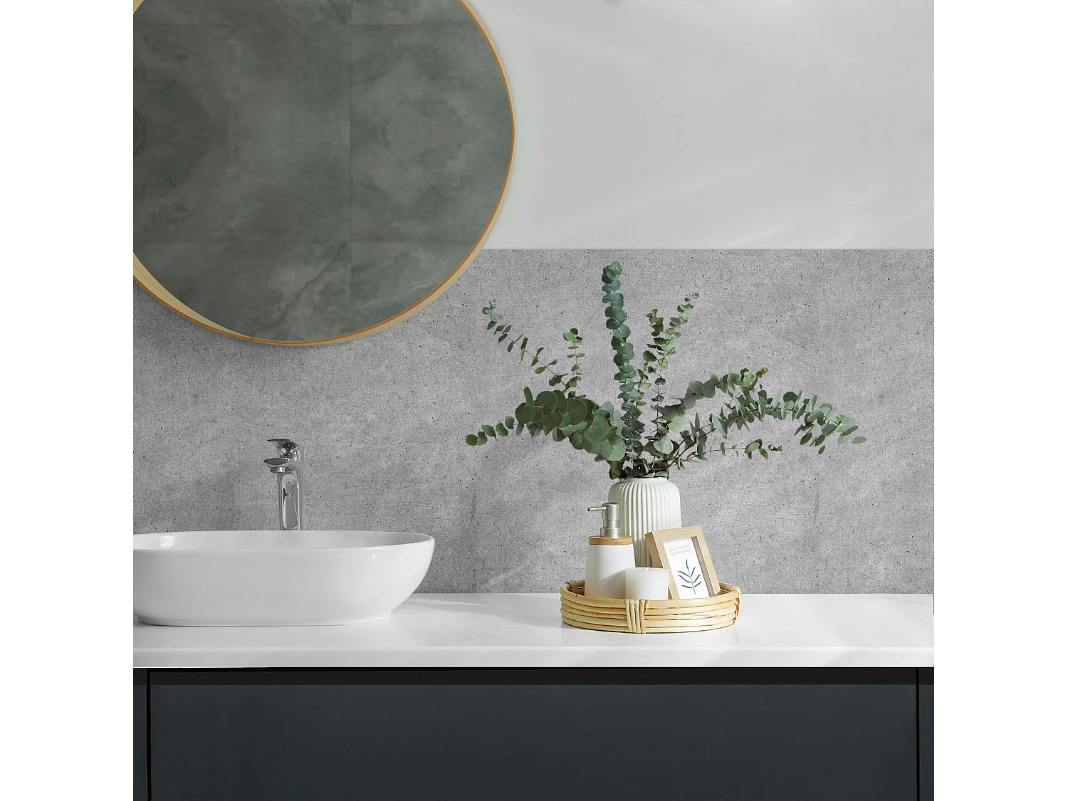 Panneaux muraux autocollants en vinyle imperméable - 4 x 50 x 50 cm - Texture de béton brut