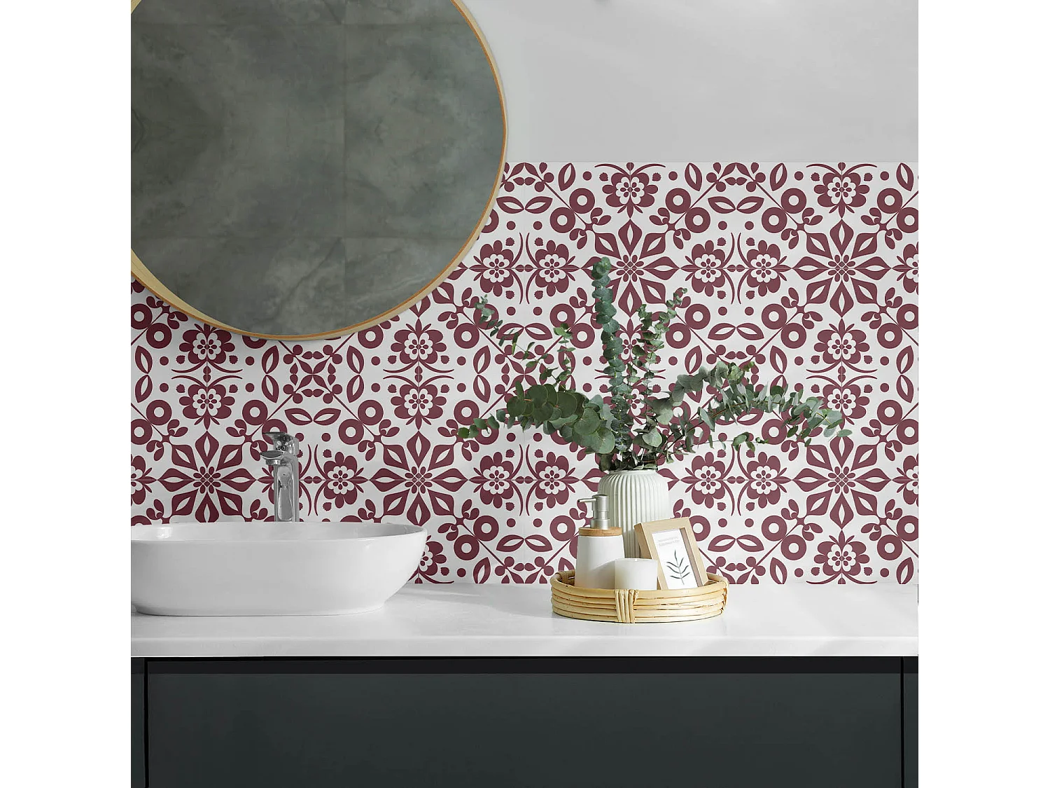 Zelfklevende wandbekleding, PVC wandpaneel, Vinyl wandbekleding - 6x60x30 cm - Bloemmotief met bladeren