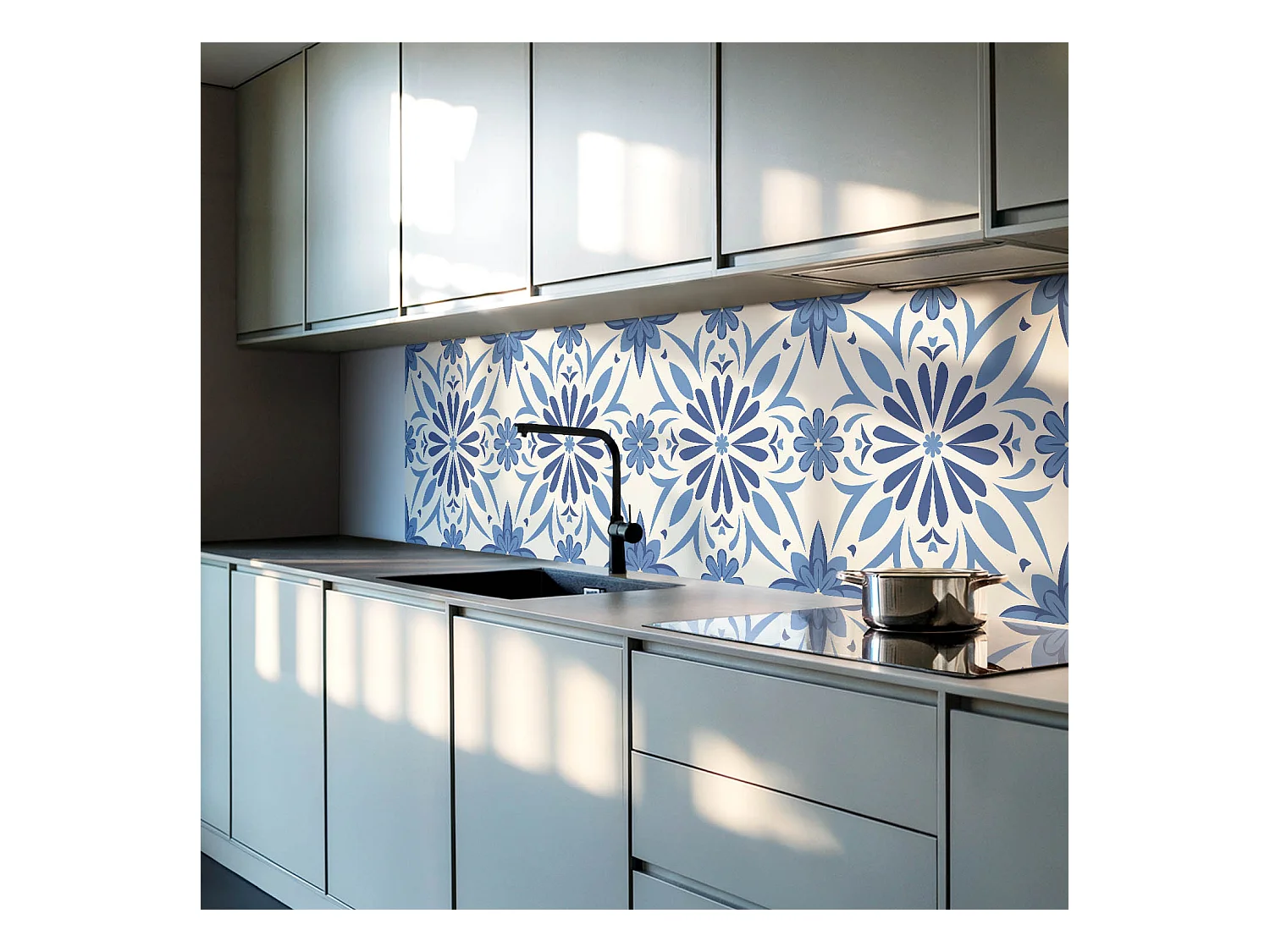 Wandpaneel selbstklebend, Wandverkleidung innen - 100x50 cm - Blumenmuster auf dem Hintergrund