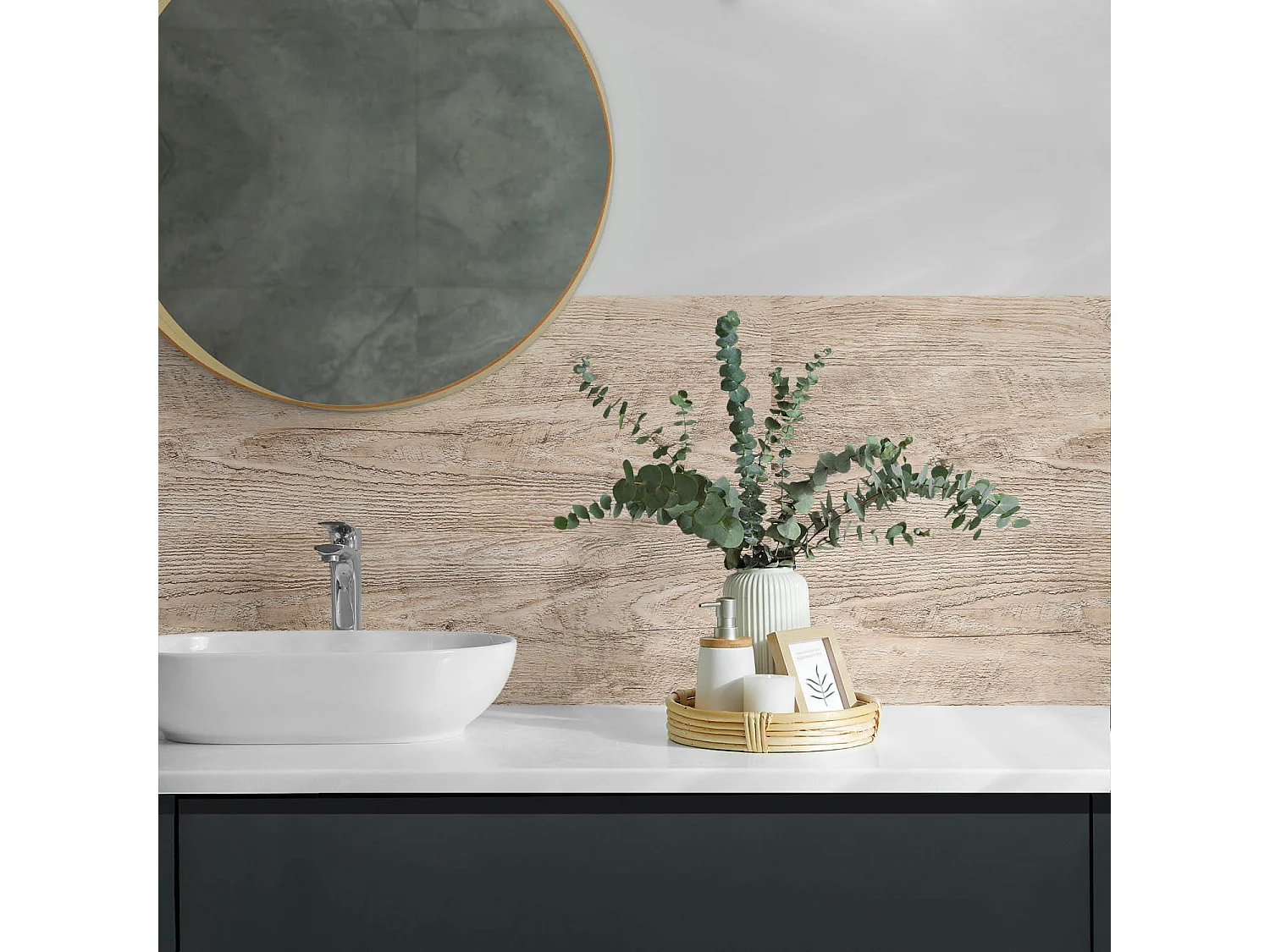 Panneaux muraux autocollants en vinyle imperméable - 100x50 cm - Texture bois naturel