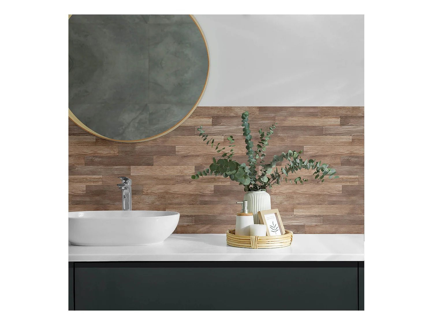 Wandpaneel selbstklebend, Wandverkleidung innen - 100x50 cm - Dielenmuster