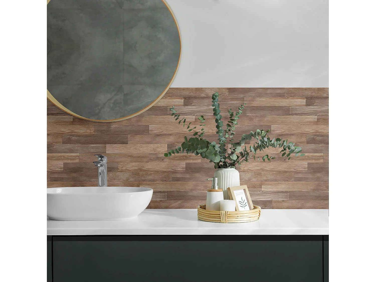 Panneaux muraux autocollants en vinyle imperméable - 100x50 cm - Modèle de plancher