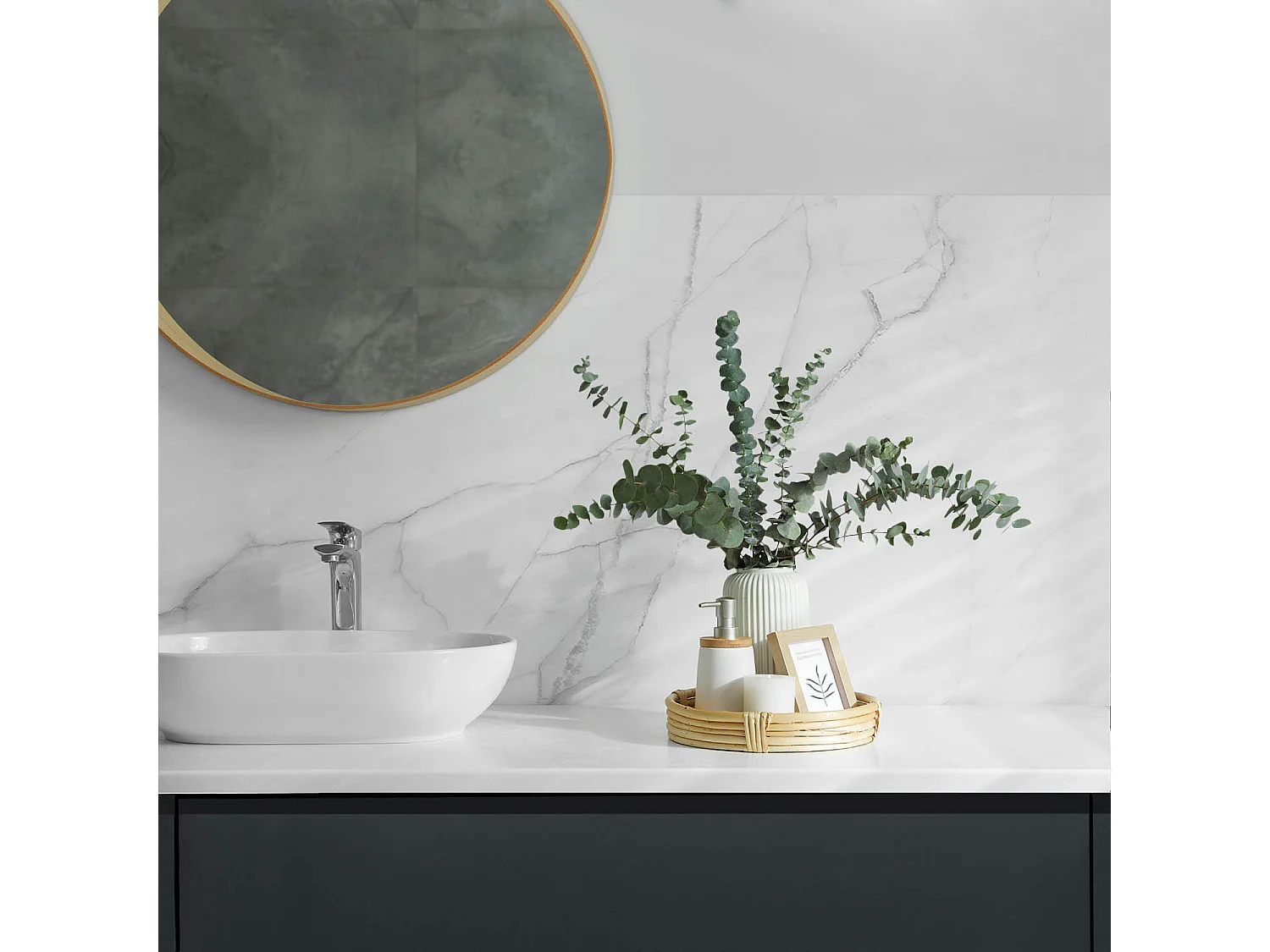 Panneaux muraux autocollants en vinyle imperméable - 120x60 cm - Modèle de marbre élégant