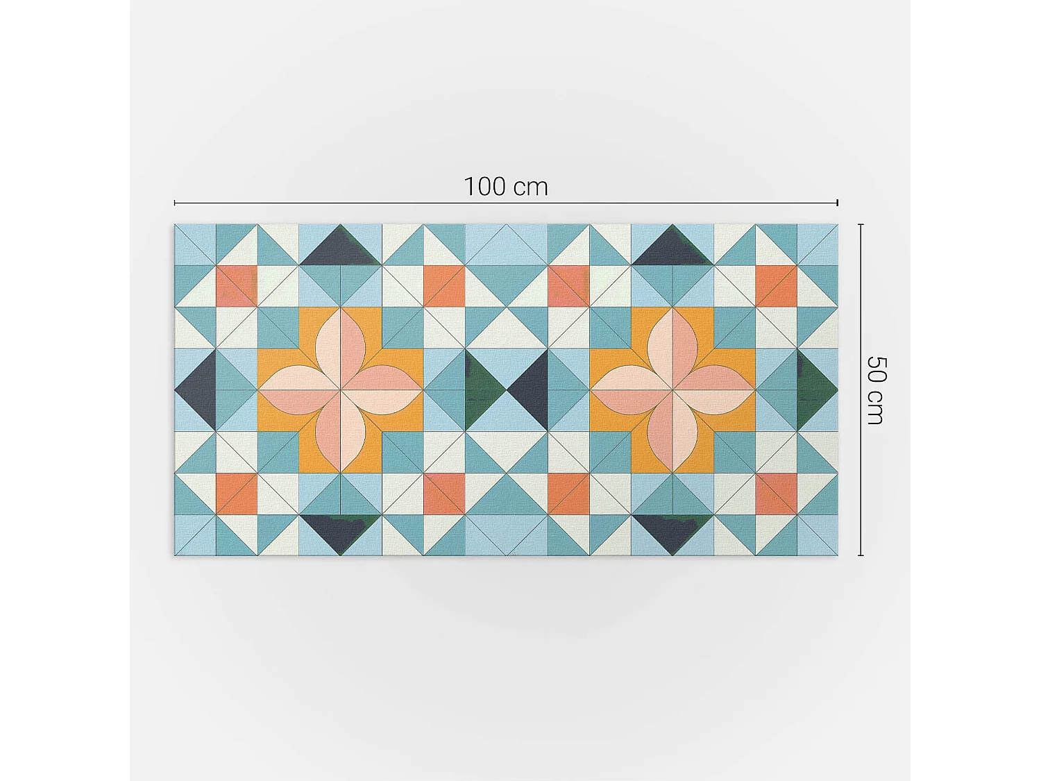 Wandpaneel selbstklebend, Wandverkleidung innen - 100x50 cm - Geometrisches Muster mit einer Blume