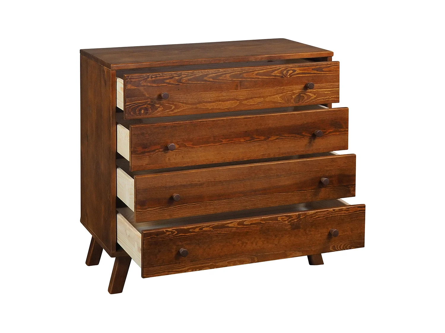 Komoda drewniana 90 cm Oregon, 4 szuflady,  kolor kasztan