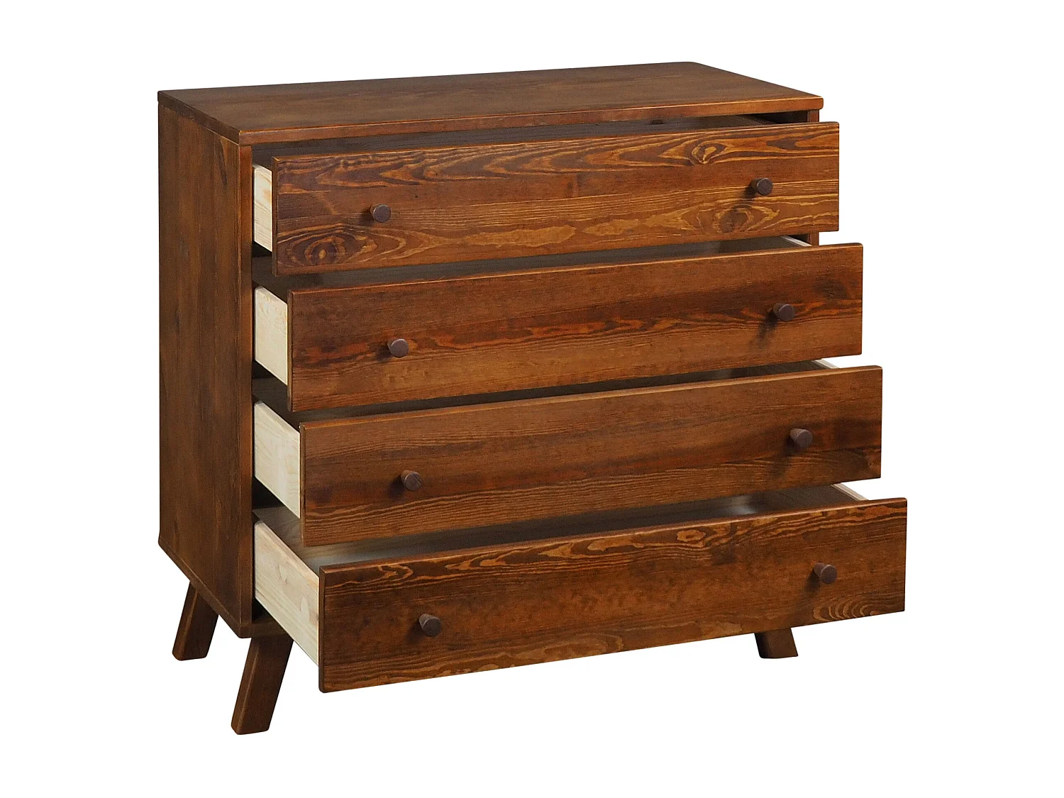 Komoda drewniana 90 cm Oregon, 4 szuflady,  kolor kasztan