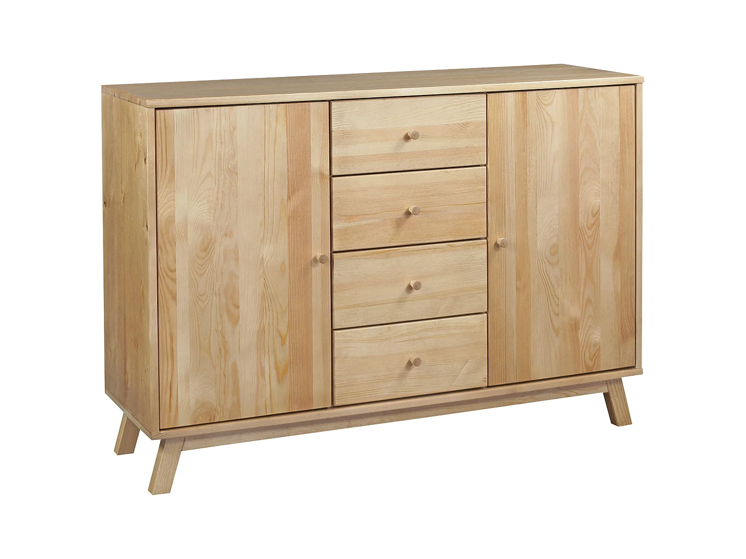 Komoda drewniana 143 cm Oregon, 4 szuflady 2 drzwi,  kolor dębowy