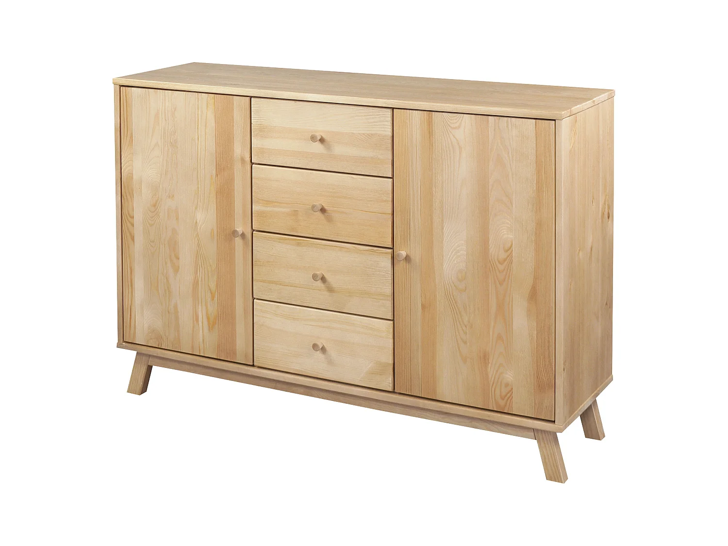 Komoda drewniana 143 cm Oregon, 4 szuflady 2 drzwi,  kolor dębowy