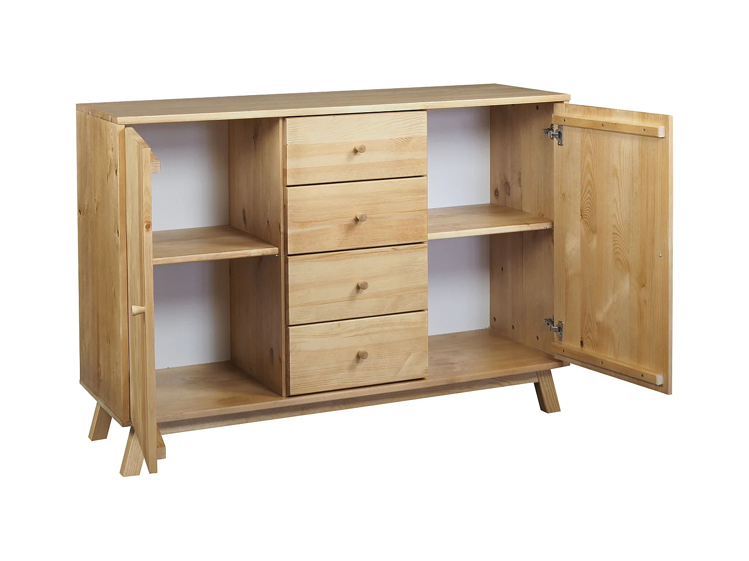 Komoda drewniana 143 cm Oregon, 4 szuflady 2 drzwi,  kolor dębowy