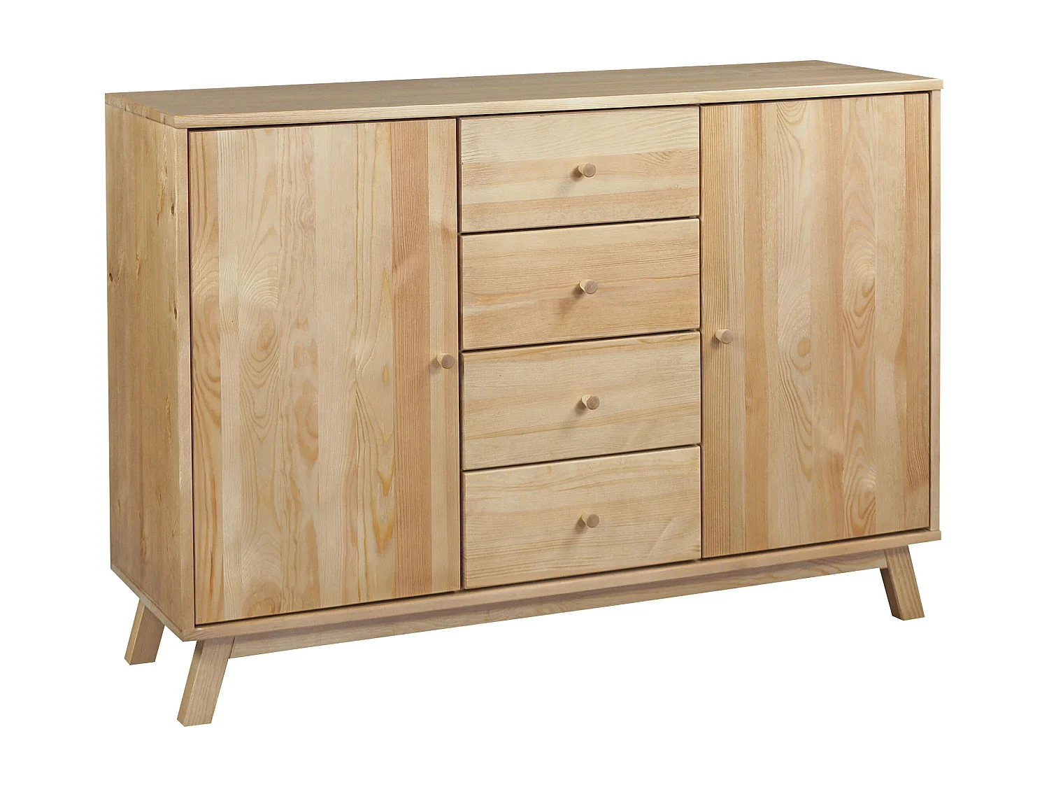 Komoda drewniana 143 cm Oregon, 4 szuflady 2 drzwi,  kolor dębowy