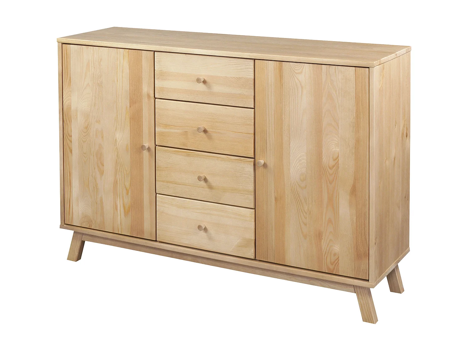 Komoda drewniana 143 cm Oregon, 4 szuflady 2 drzwi,  kolor dębowy