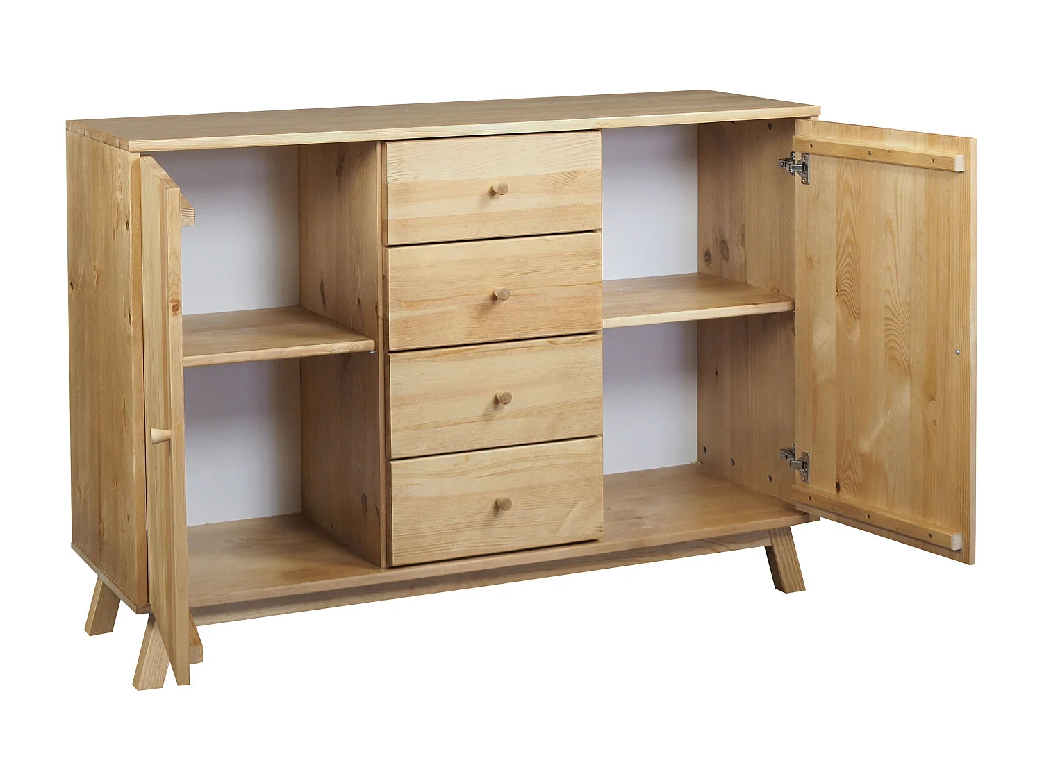 Komoda drewniana 143 cm Oregon, 4 szuflady 2 drzwi,  kolor dębowy