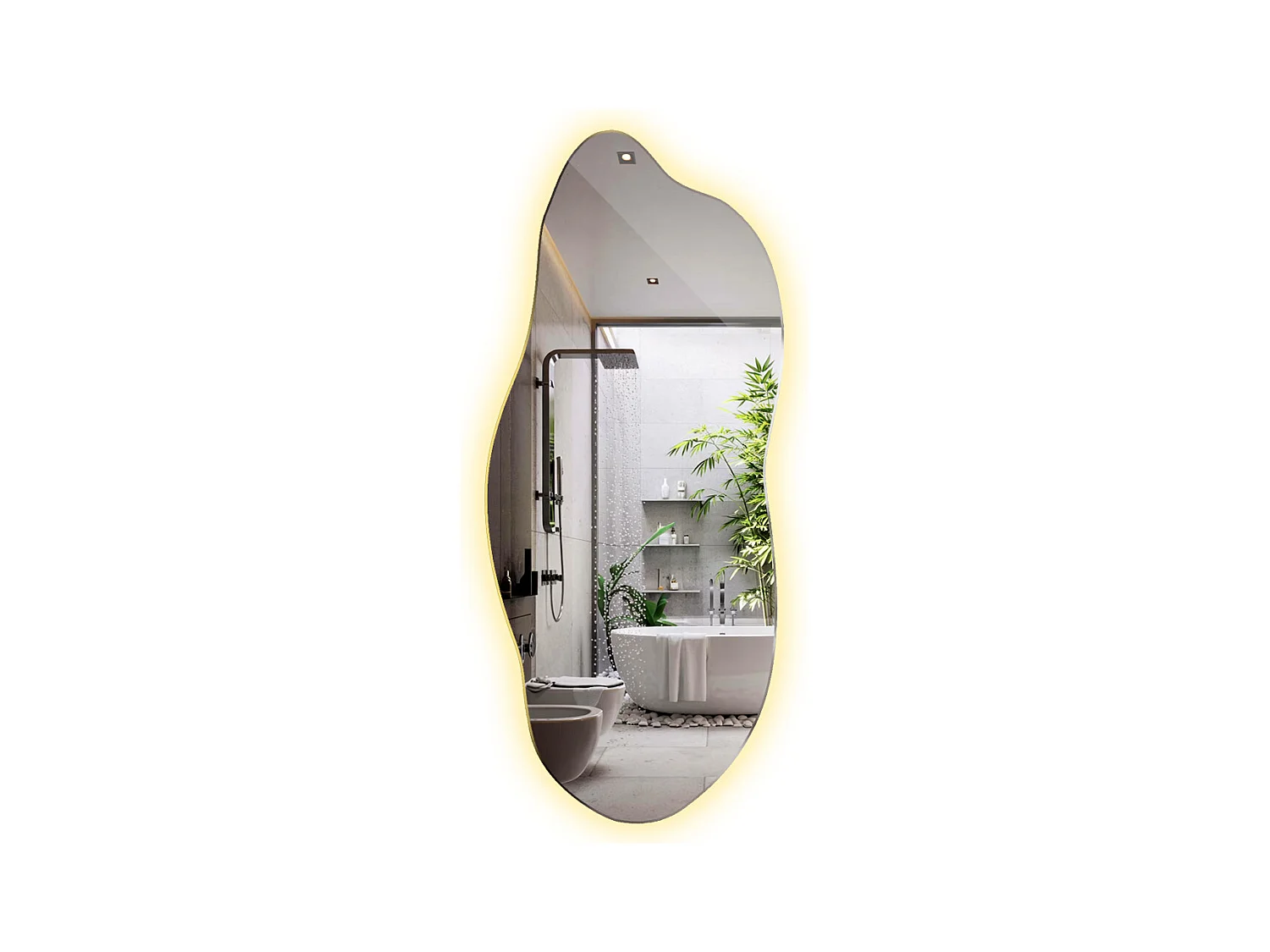 Miroir LED lumière chaude, irrégulier - 40 x 90 cm - Forme originale et unique - Lumière douce et élégante