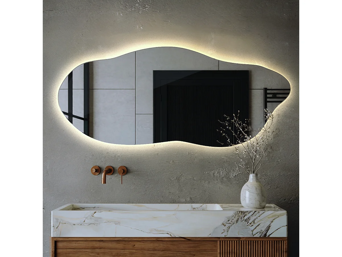 LED Spiegel Organisch,  neutrales licht - 45 x 100 cm  - Ausgefallene Spiegel mit LED