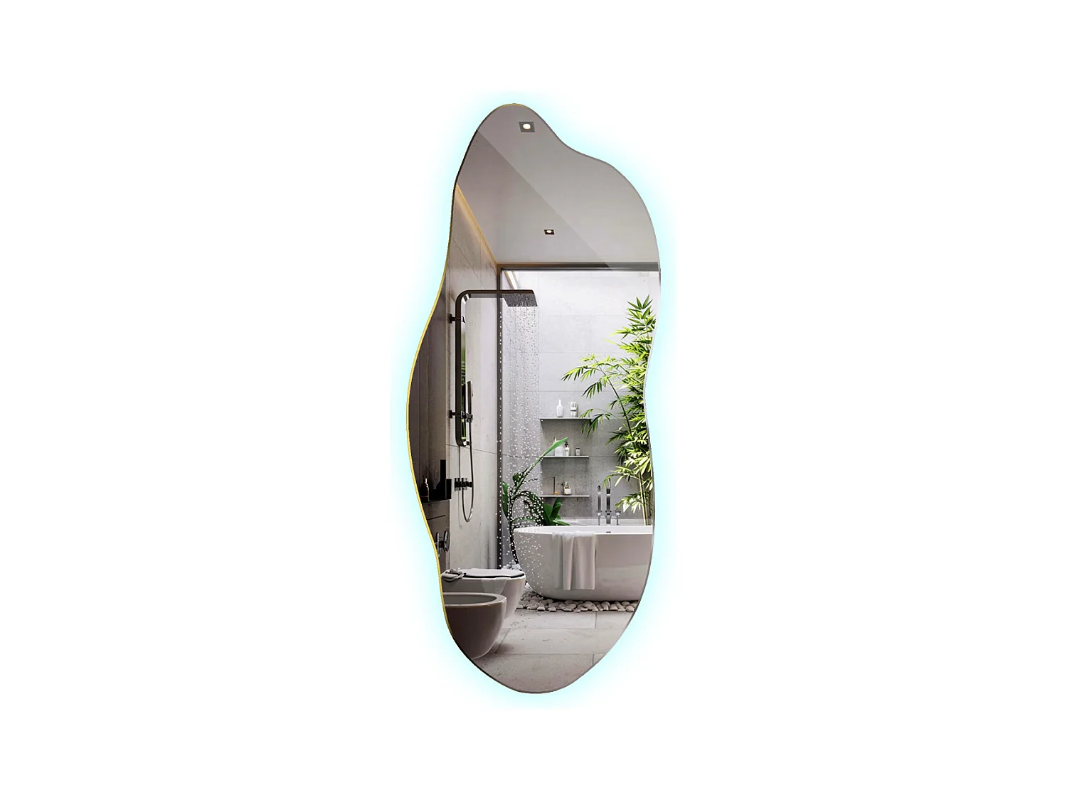 Miroir LED lumière froide, design forme organique - 45 x 100 cm - Style contemporain avec éclairage intégré