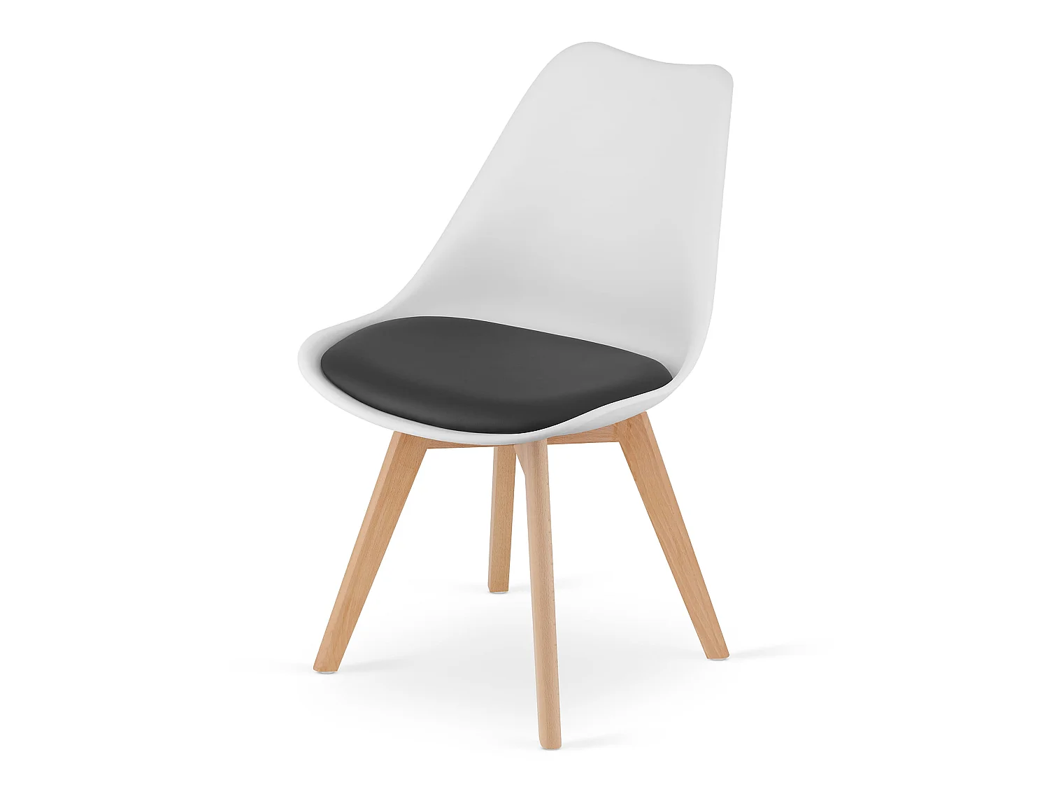 Chaise MARK noir et blanc / pieds naturels x 1
