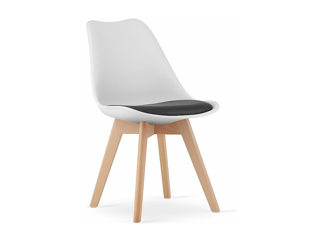 MARK stoel zwart/wit / naturel poten x 1