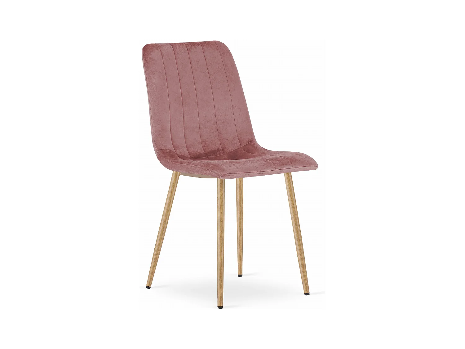 Chaise LAVA - Velours rose / Pieds couleur bois x 1