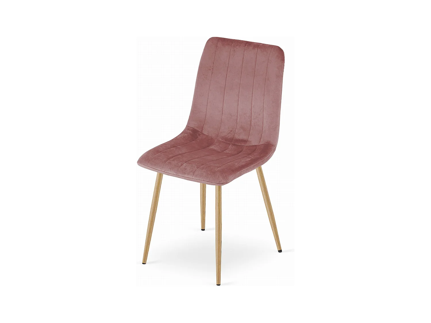 Chaise LAVA - Velours rose / Pieds couleur bois x 1