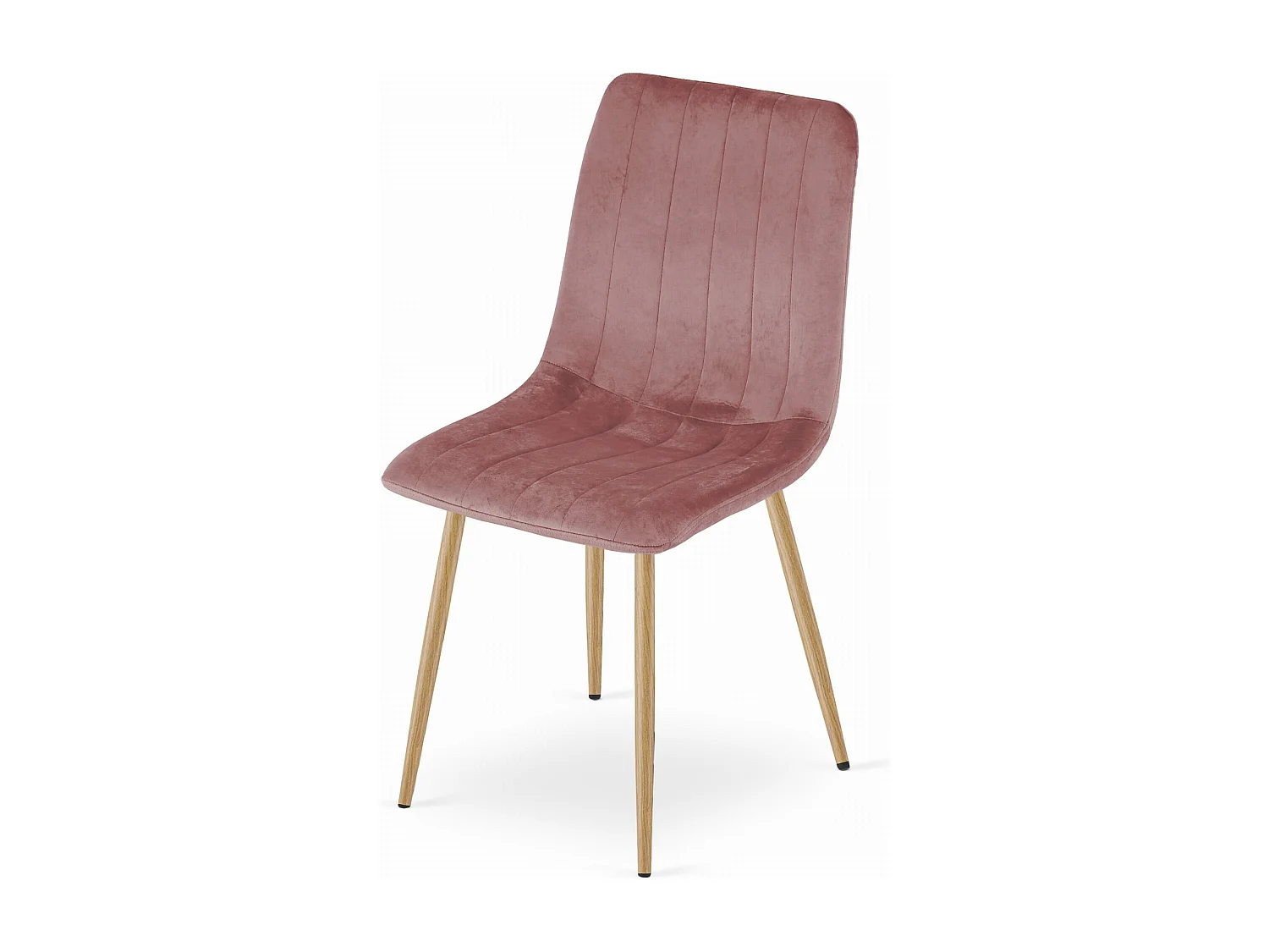 Chaise LAVA - Velours rose / Pieds couleur bois x 1