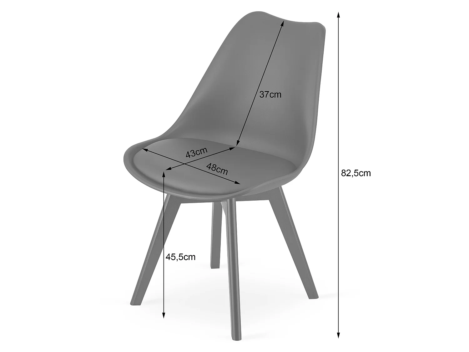 Chaise MARK - noir / pieds noirs x 1