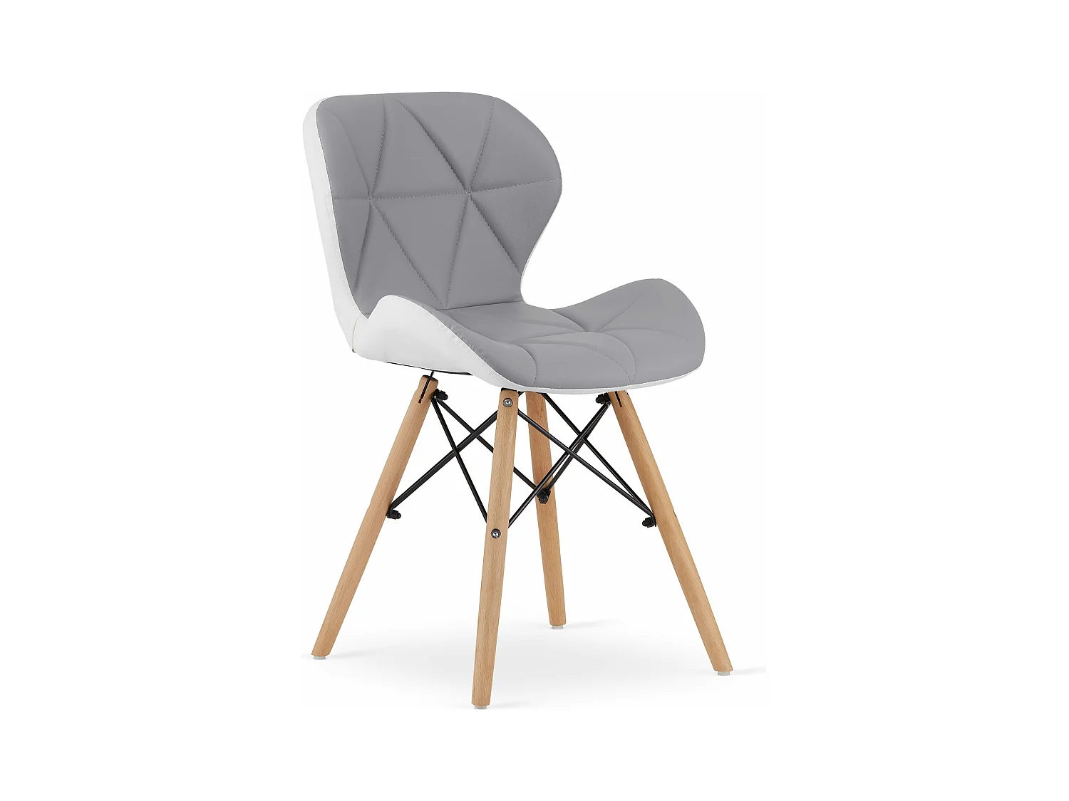 Chaise LAGO en éco-cuir - gris et blanc x 1