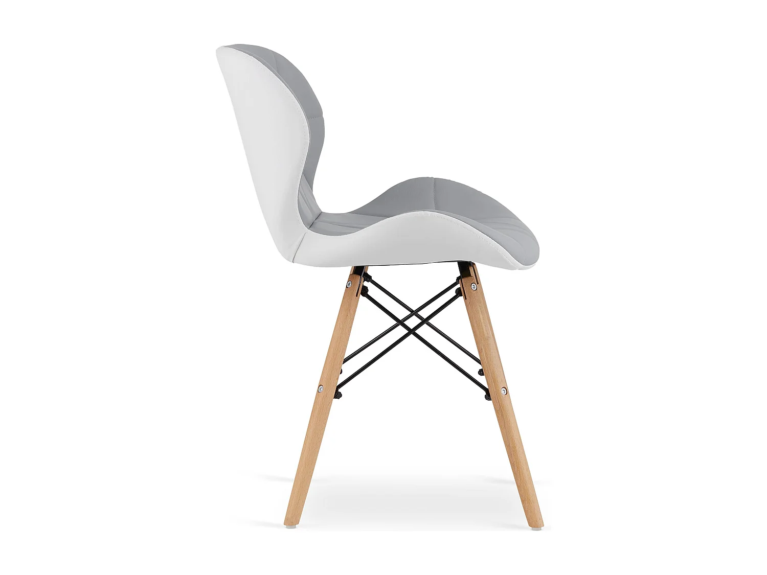 Chaise LAGO en éco-cuir - gris et blanc x 1