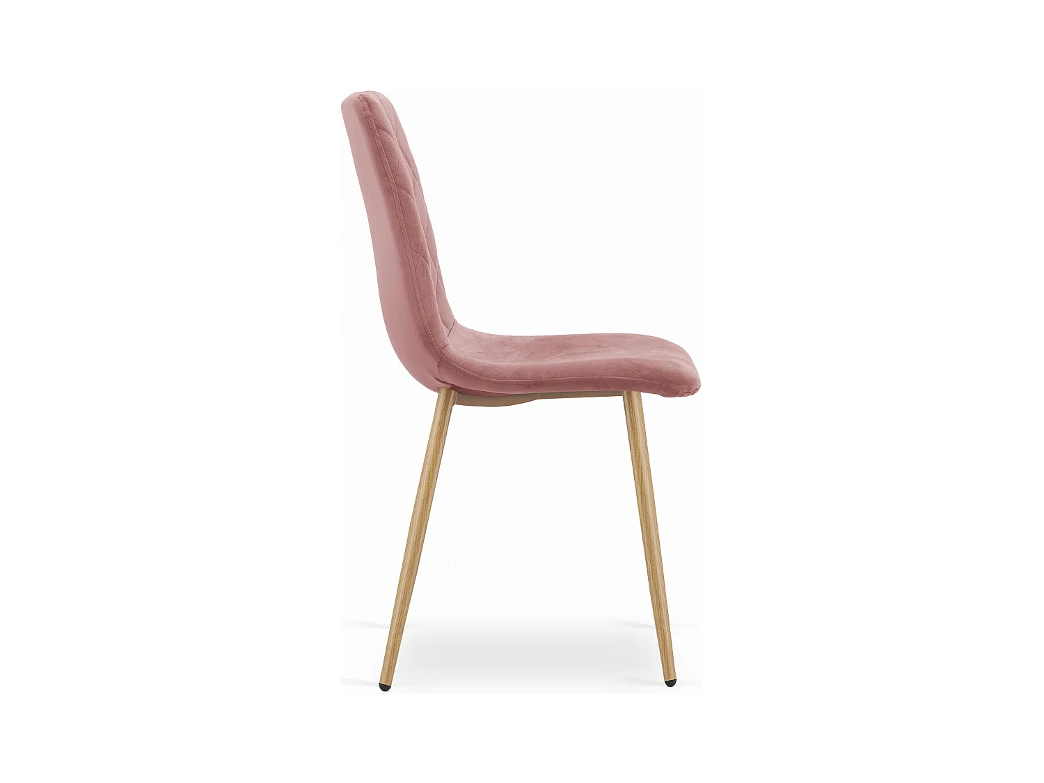 Chaise TURIN - velours rose / pieds couleur bois x 1