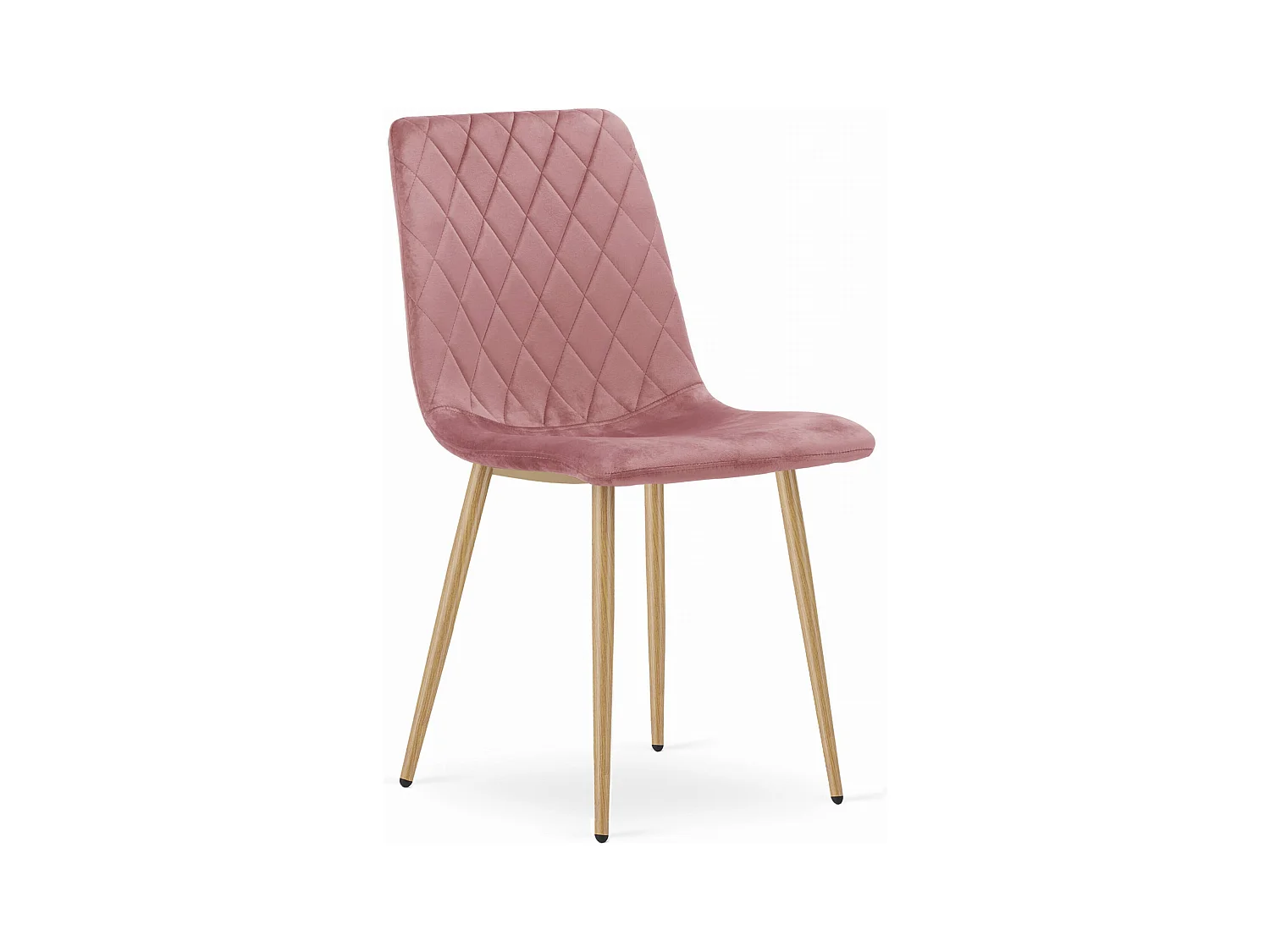 Chaise TURIN - velours rose / pieds couleur bois x 1