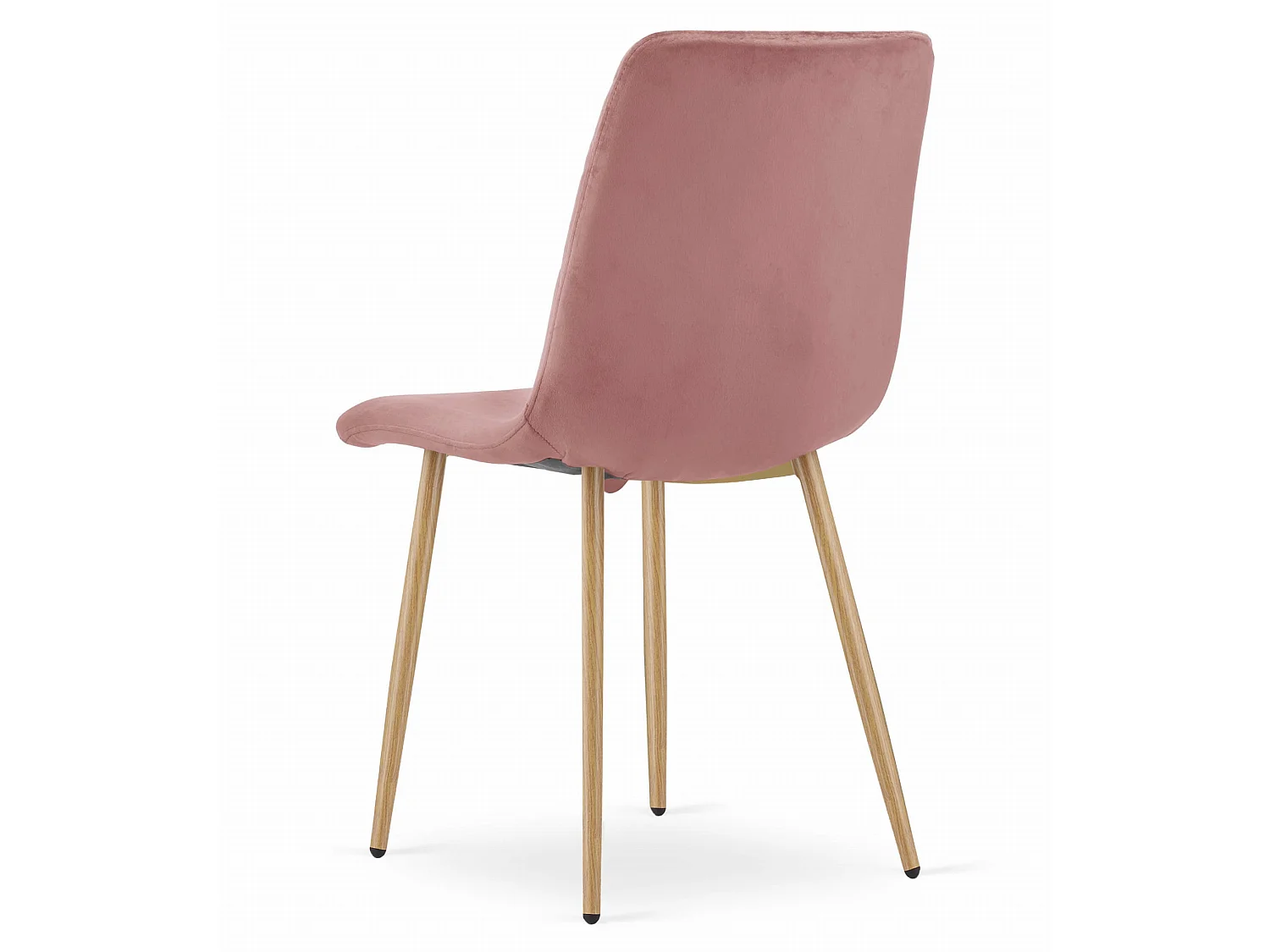 TURIN stoel - roze fluweel / houtkleurige poten x 1