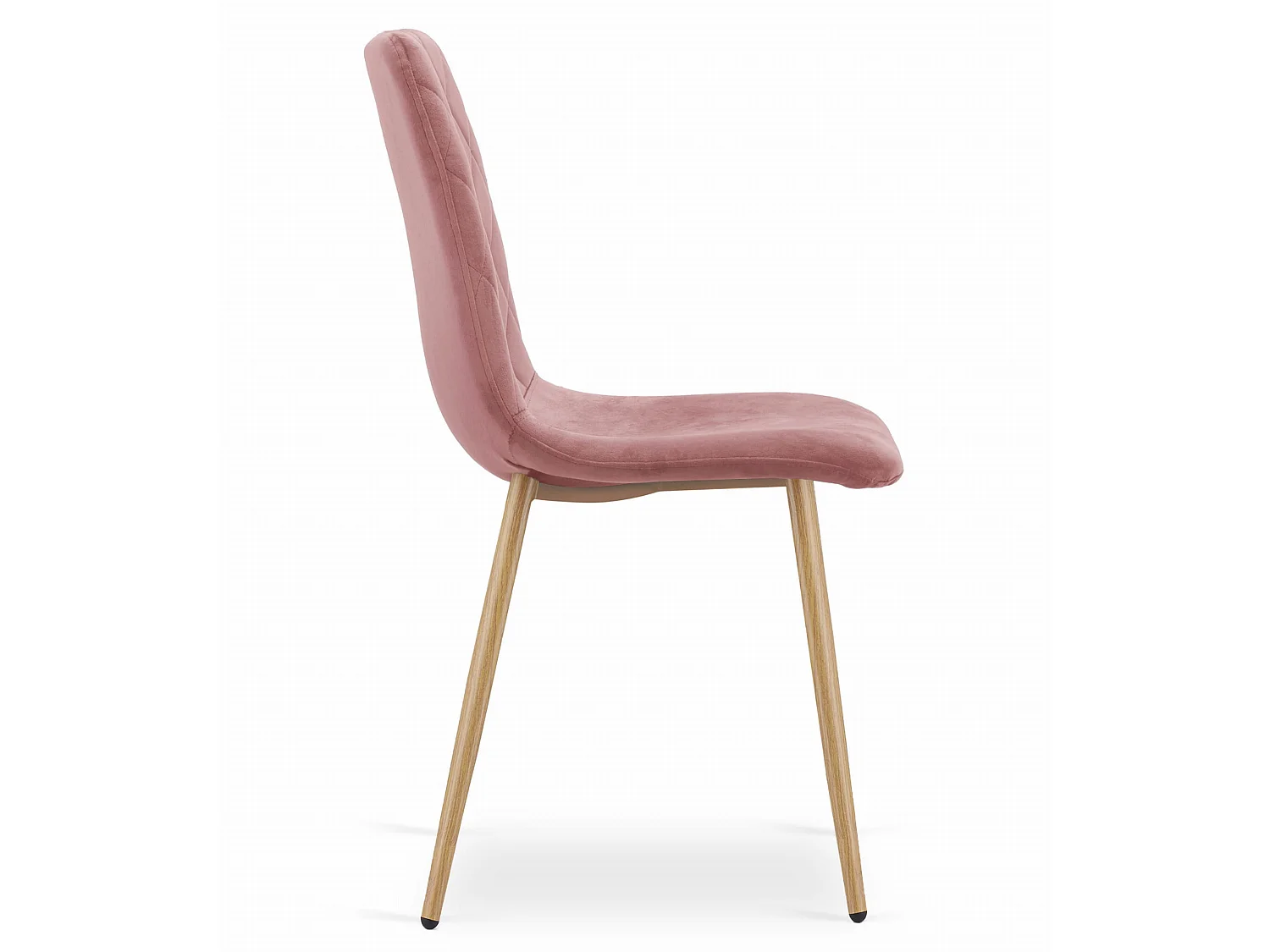 TURIN stoel - roze fluweel / houtkleurige poten x 1