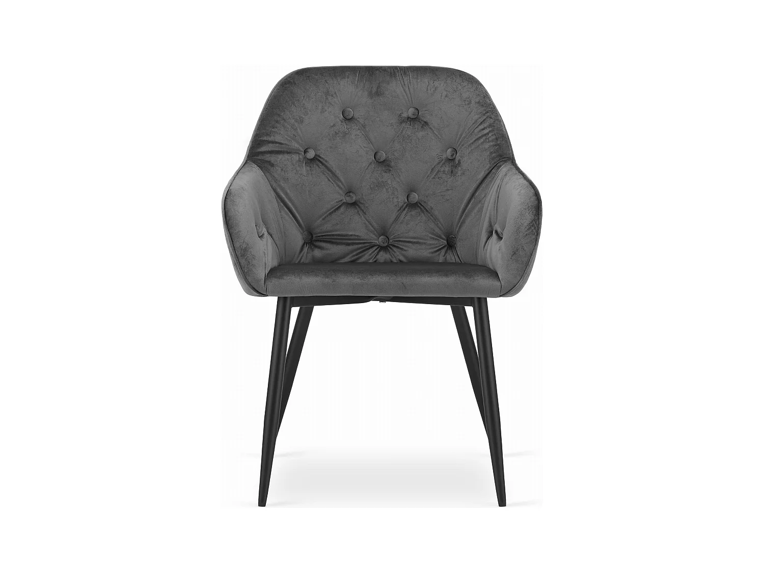 Chaise FORIO - velours gris / pieds noirs x 2