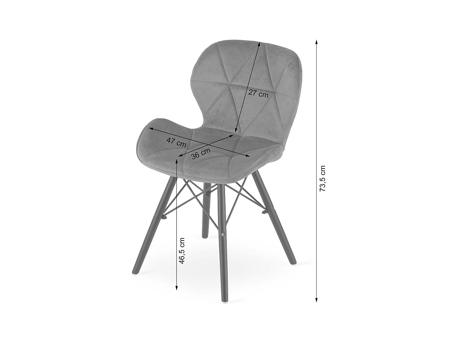 Chaise LAGO en velours - Pieds gris/noirs x 1