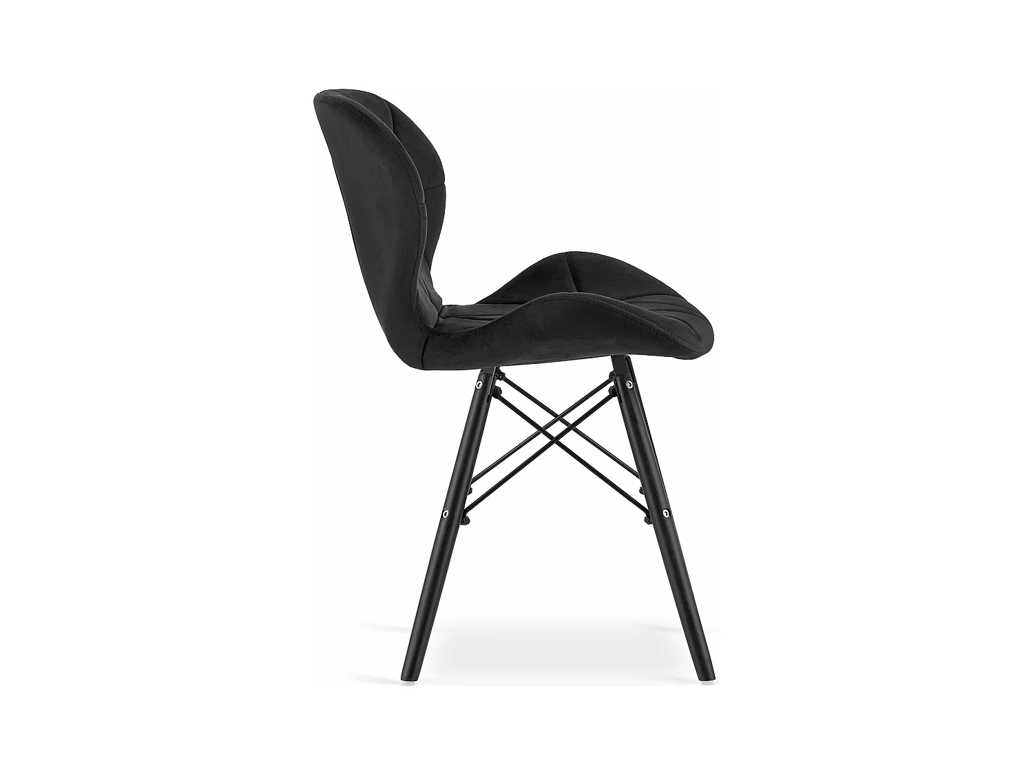 Chaise LAGO en velours - Noir / Pieds noirs x 1