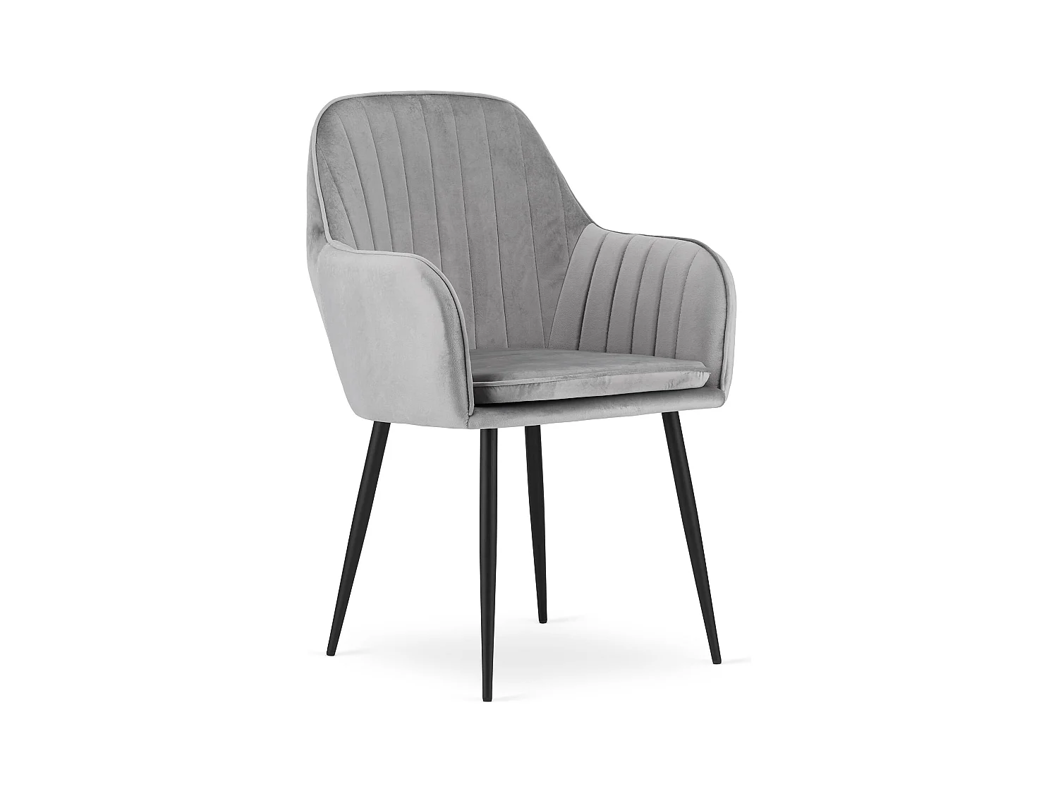 Chaise LUGO - velours gris argenté / pieds noirs x 2
