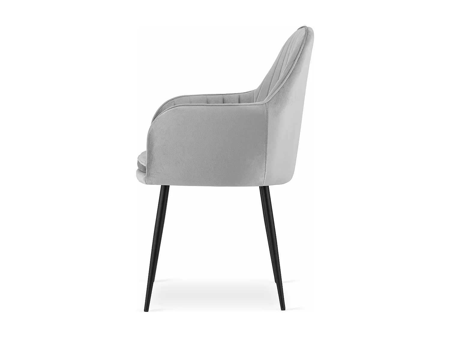 Chaise LUGO - velours gris argenté / pieds noirs x 2