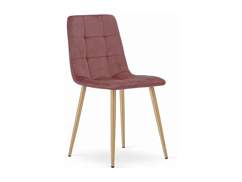 Chaise KARA - velours rose / pieds couleur bois x 1
