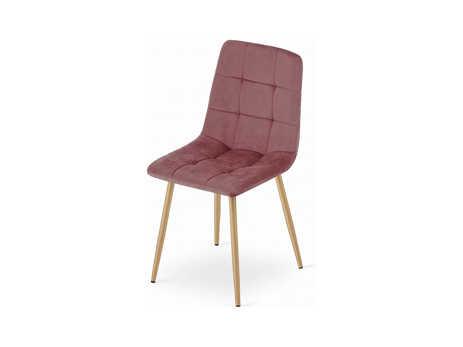 Chaise KARA - velours rose / pieds couleur bois x 1