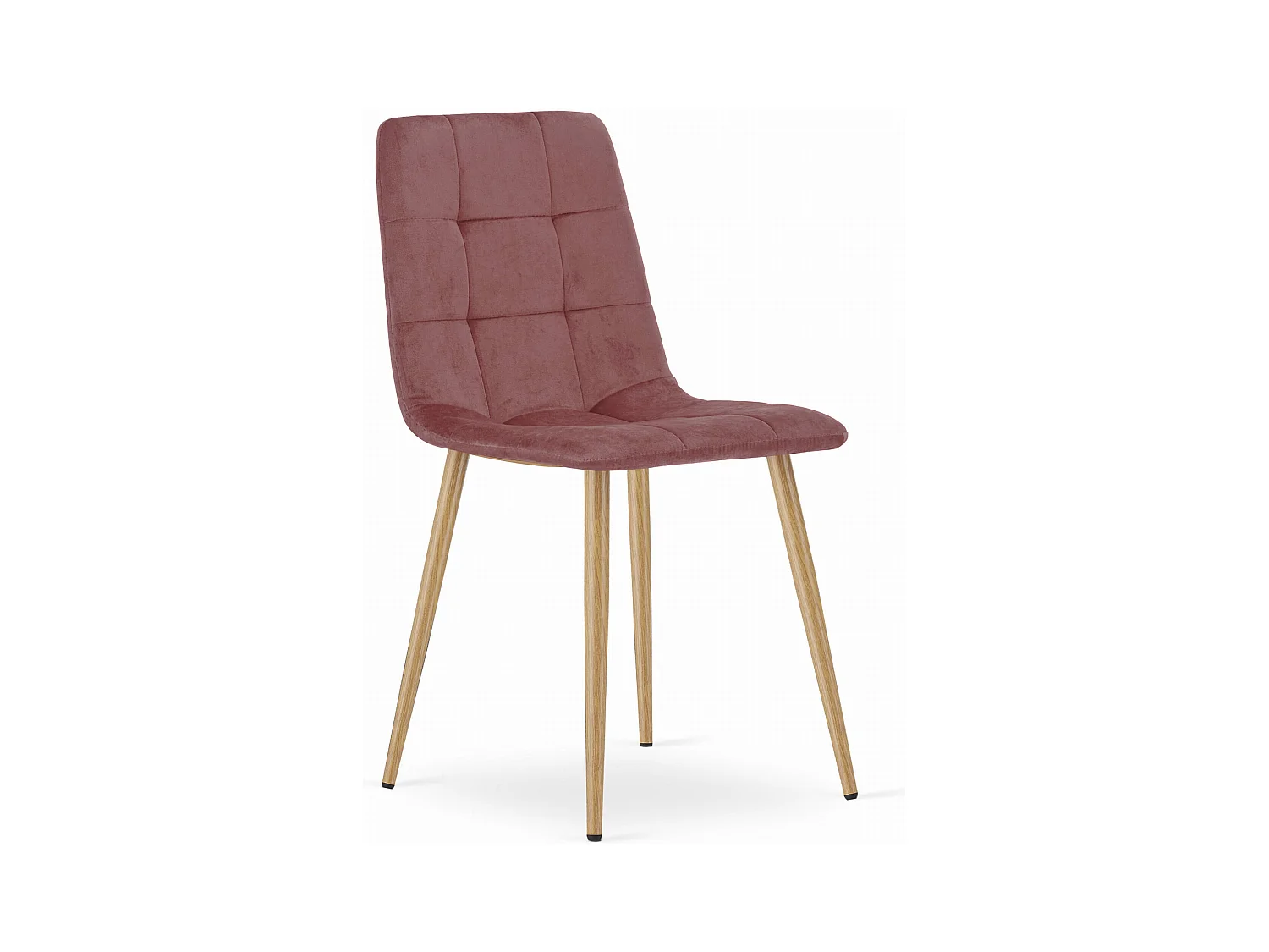 KARA stoel - roze fluweel / houtkleurige poten x 1