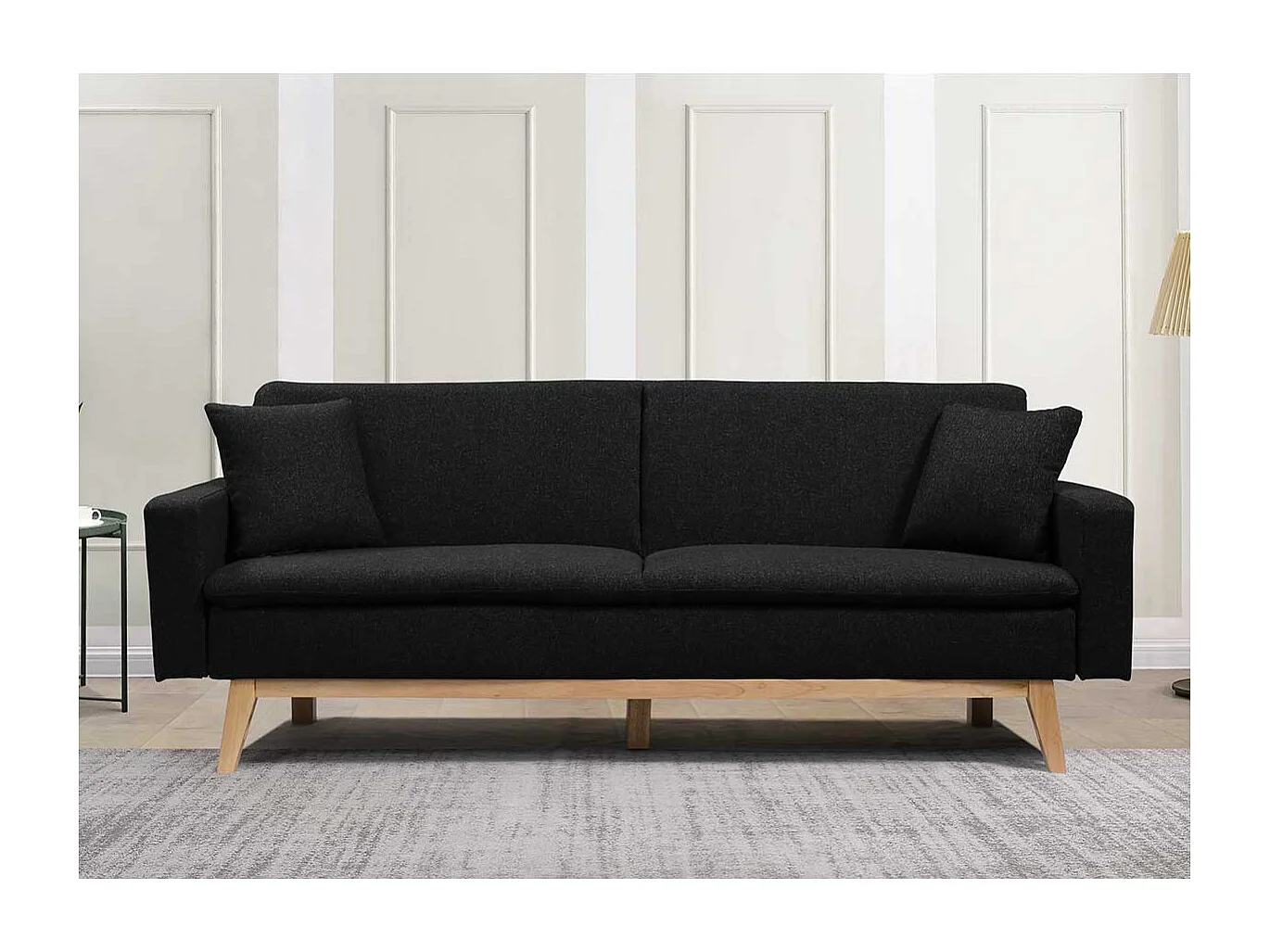 Sofá cama Indiana negro 84x206x74 cm