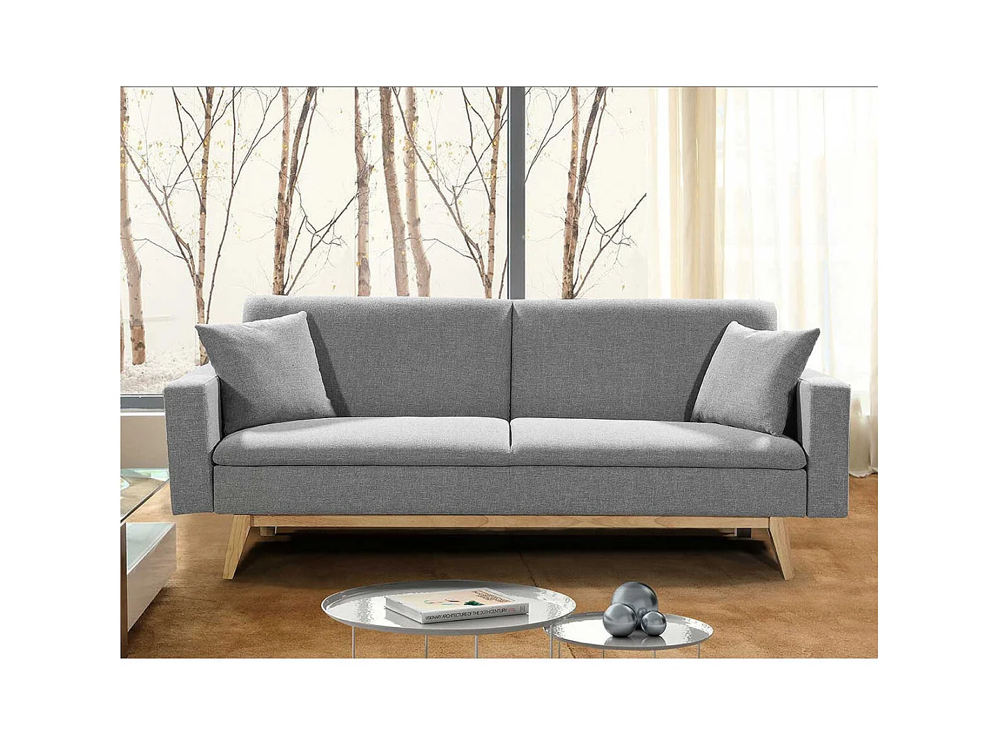 Sofá cama Indiana gris oscuro 84x206x74 cm