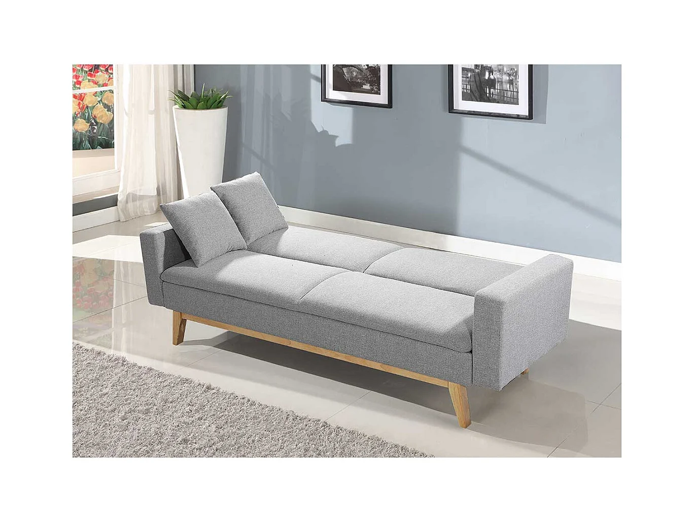 Sofá cama Indiana gris oscuro 84x206x74 cm