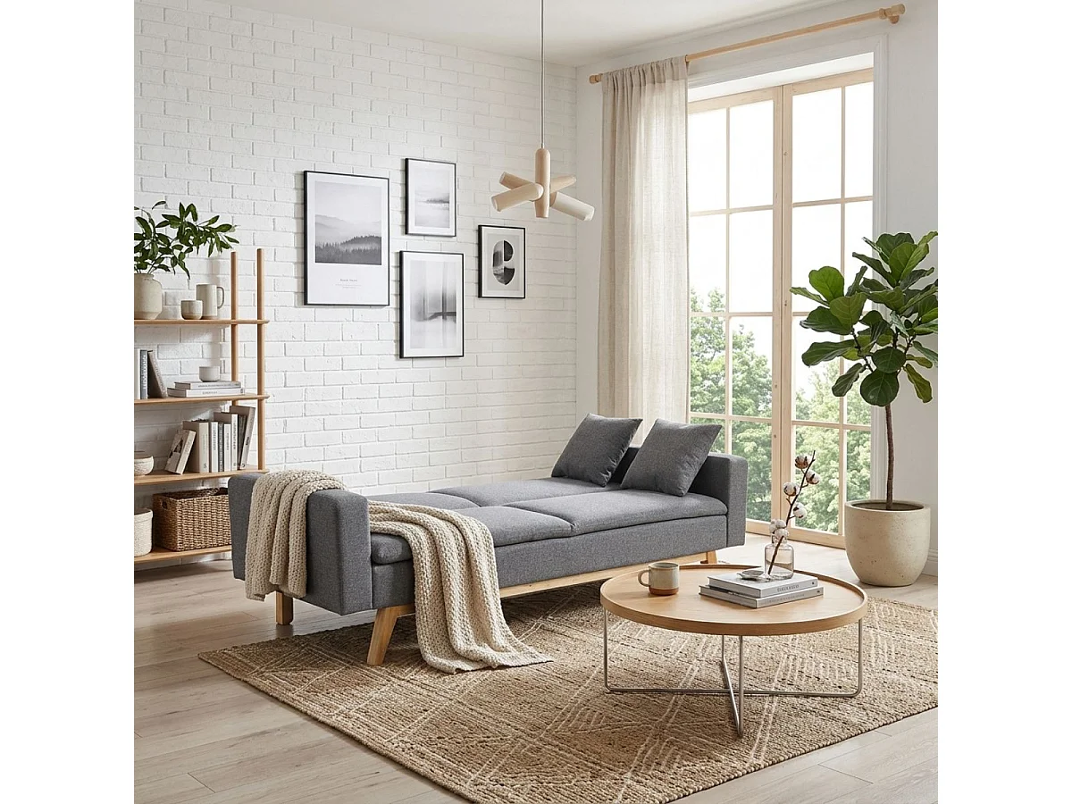 Sofá cama Indiana 2 plazas gris oscuro 84x206x74 cm