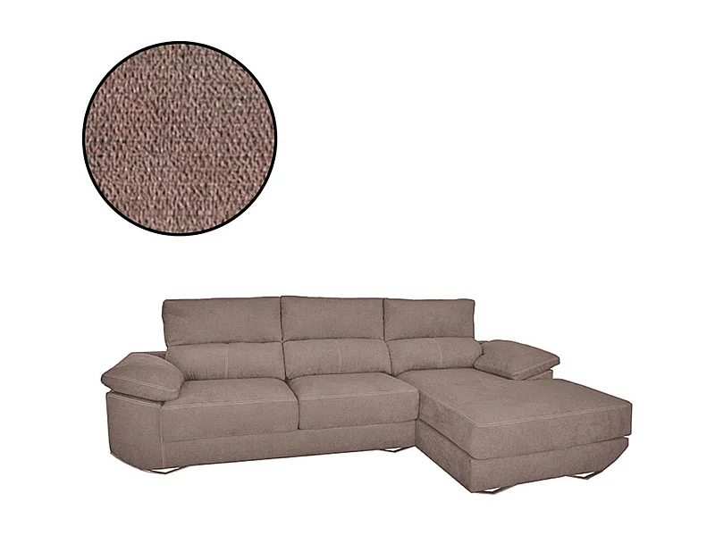 Sofá chaiselongue derecha Danielle 3 plazas tela bronx gris