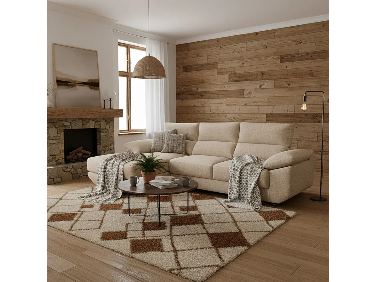 Sofá chaiselongue izquierda Danielle 3 plazas tela bronx beige