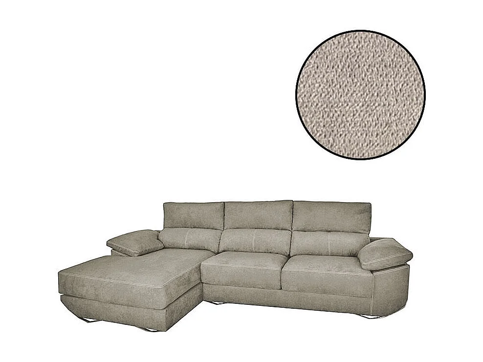 Sofá chaiselongue izquierda Danielle 3 plazas tela bronx gris claro