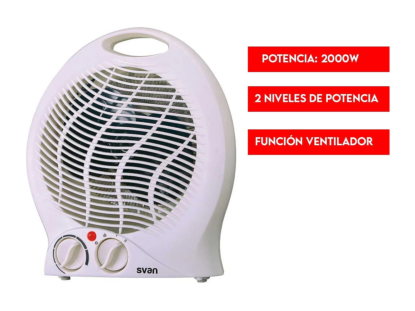Calefactor ventilador Svan SCEV2000V 2000W 2 niveles blanco