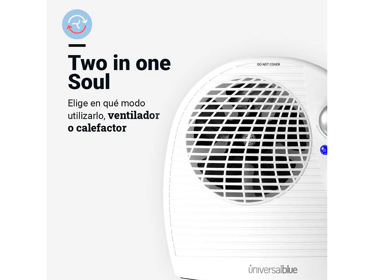 Calefactor ventilador Copacabana Universal Blue 2000W diseño horizontal blanco
